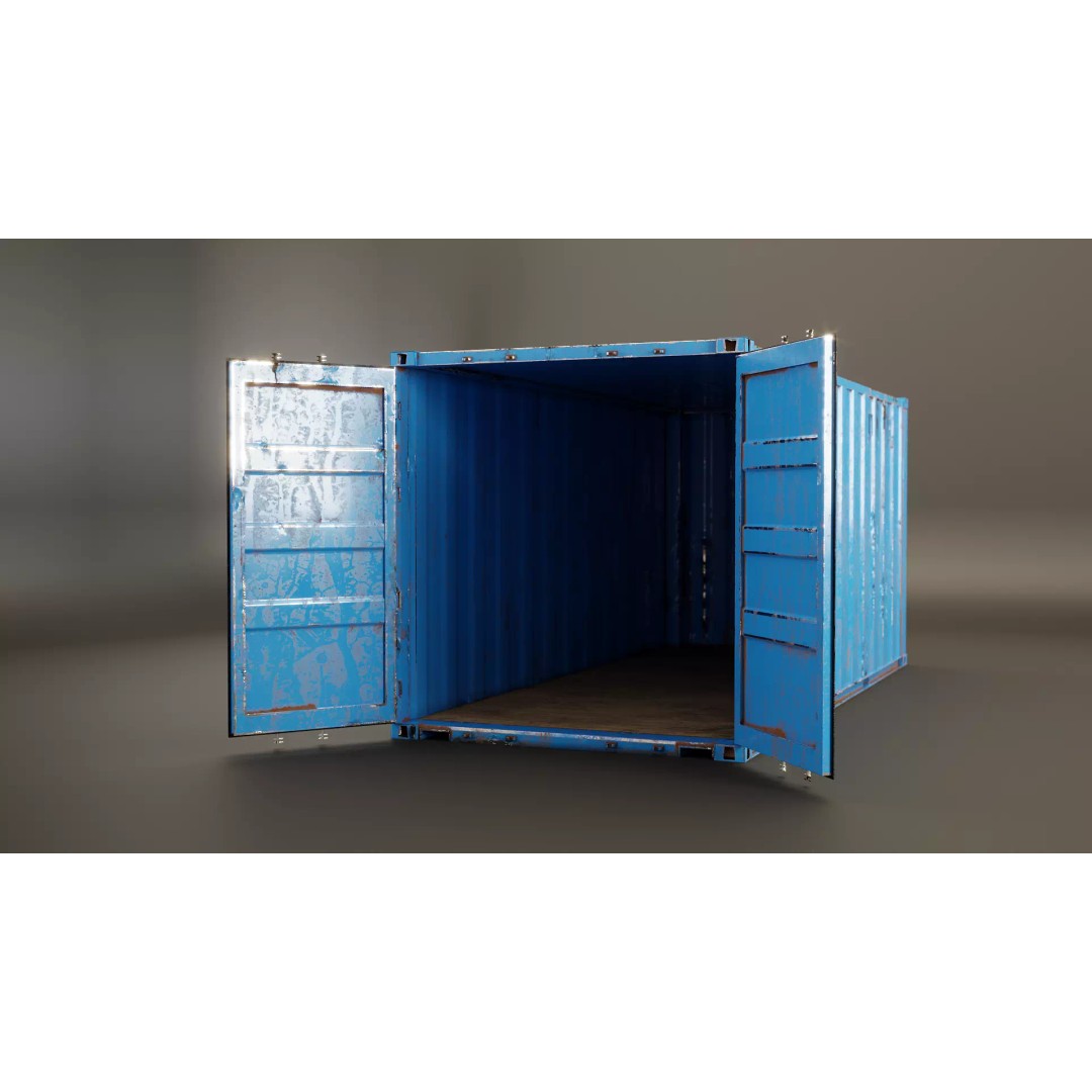 20-Foot Intermodal Shipping Container 3D Model – Low Poly PBR Asset, FBX - View 8