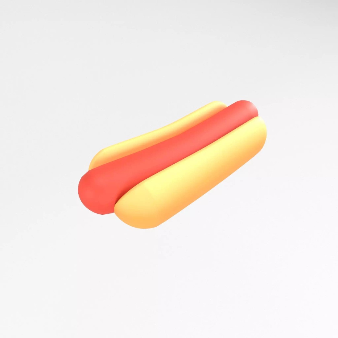Hotdog 3D Model – Low Poly Food Asset, PBR Textures, FBX, OBJ - View 2