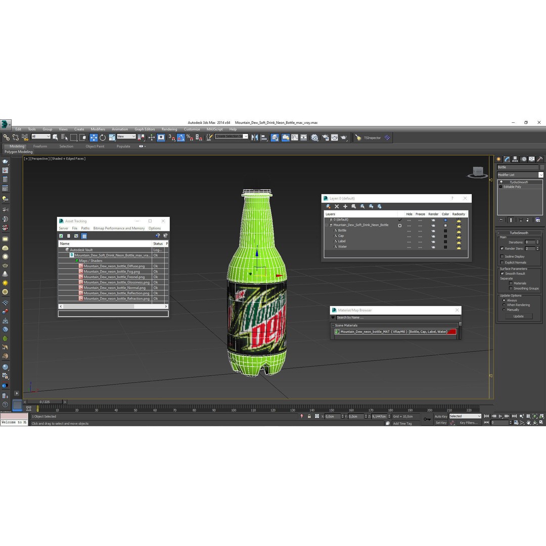 Mountain Dew Soft Drink Neon Bottle 3D Model – High Poly PBR Asset, FBX, OBJ - View 14