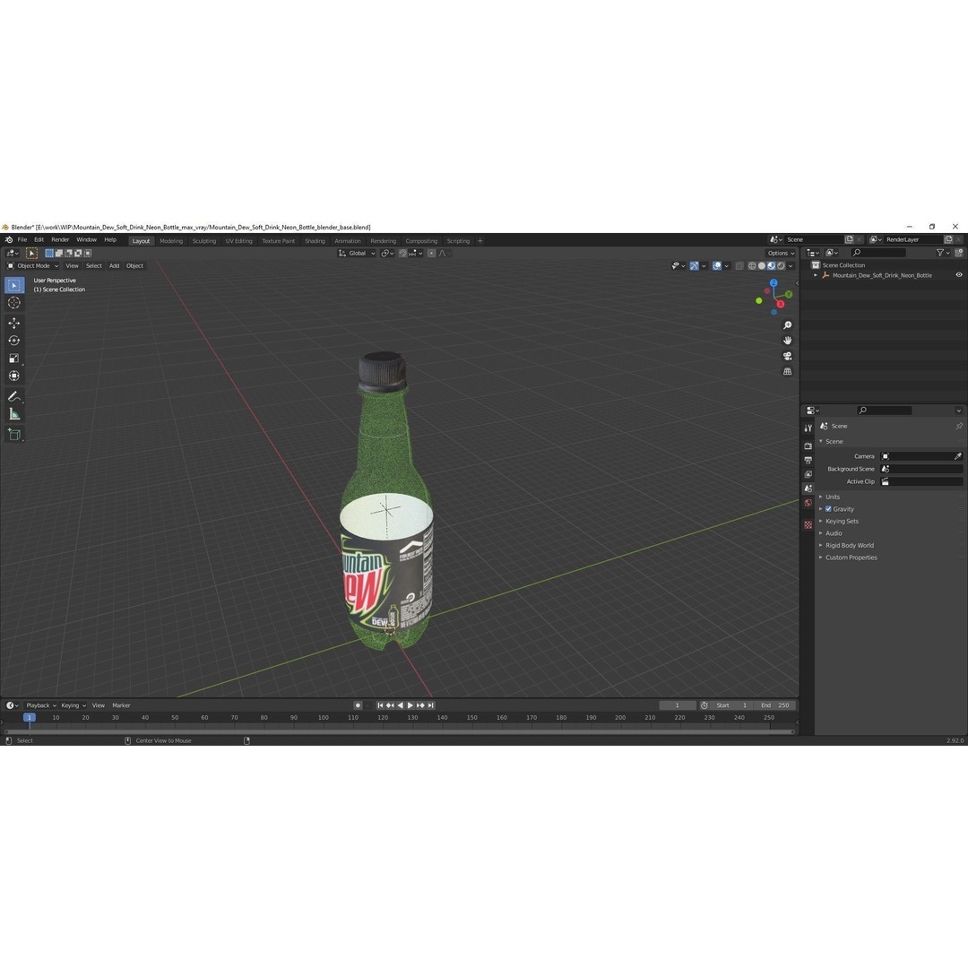 Mountain Dew Soft Drink Neon Bottle 3D Model – High Poly PBR Asset, FBX, OBJ - View 15