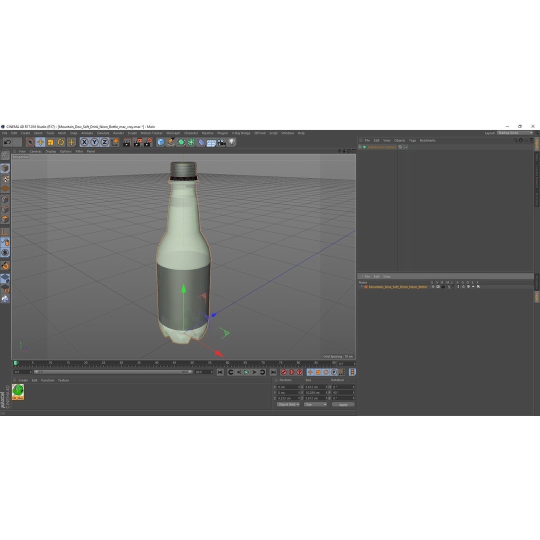 Mountain Dew Soft Drink Neon Bottle 3D Model – High Poly PBR Asset, FBX, OBJ - View 18