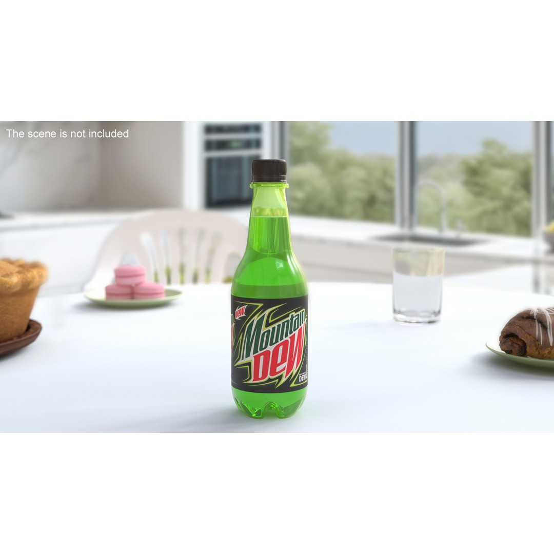 Mountain Dew Soft Drink Neon Bottle 3D Model – High Poly PBR Asset, FBX, OBJ - View 4
