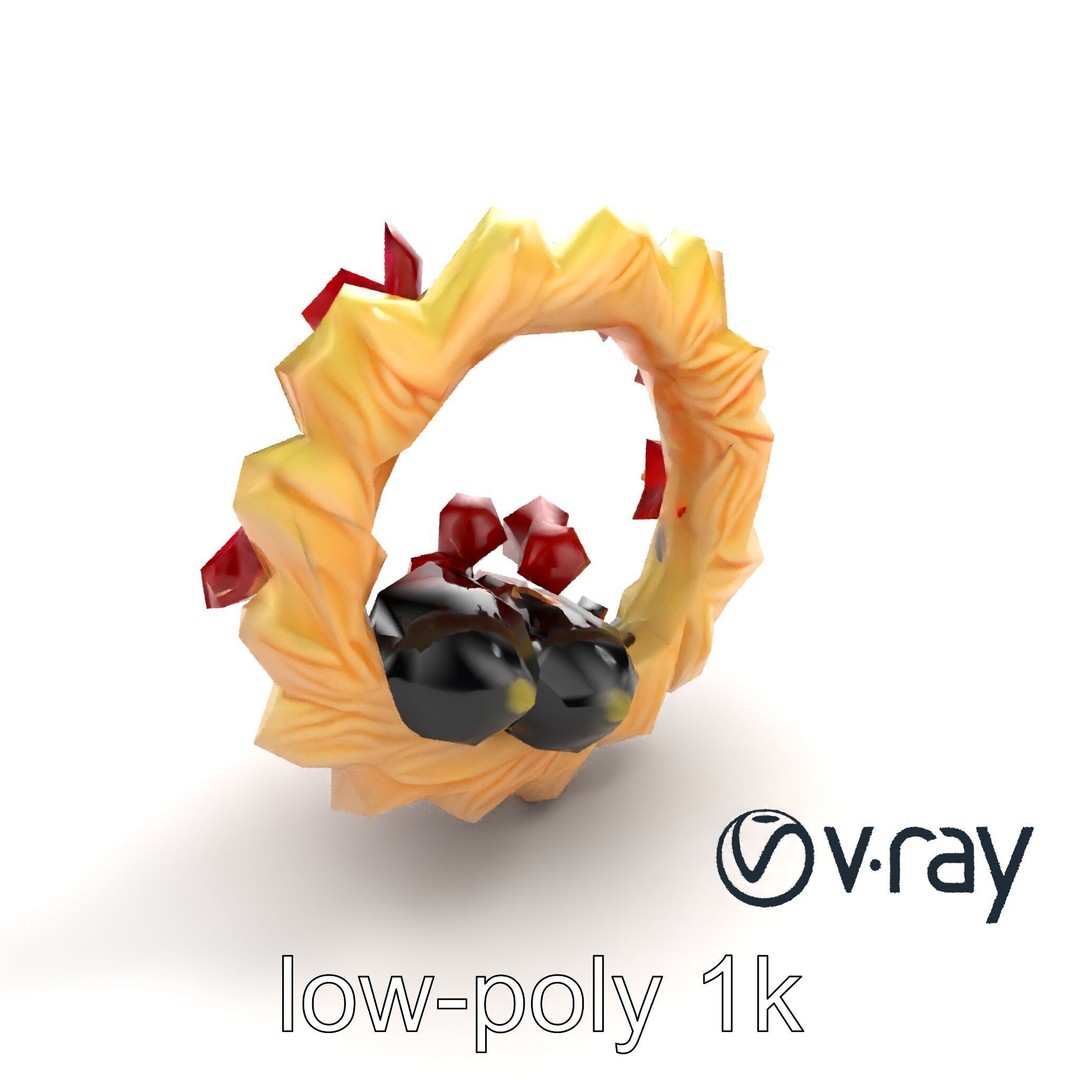Star Shaped Meringue Ring Dessert 3D Model – Low Poly PBR Asset, FBX - View 10