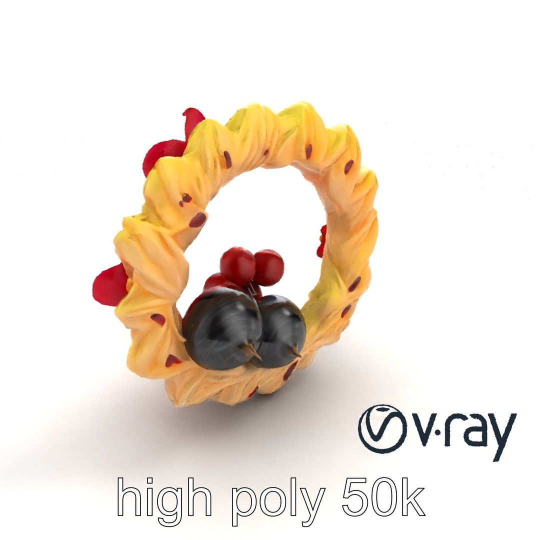 Star Shaped Meringue Ring Dessert 3D Model – Low Poly PBR Asset, FBX - View 11