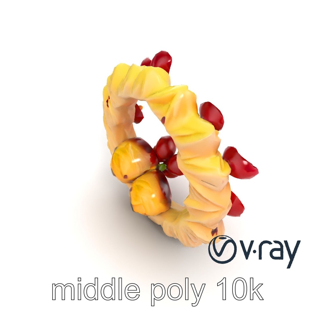 Star Shaped Meringue Ring Dessert 3D Model – Low Poly PBR Asset, FBX - View 14