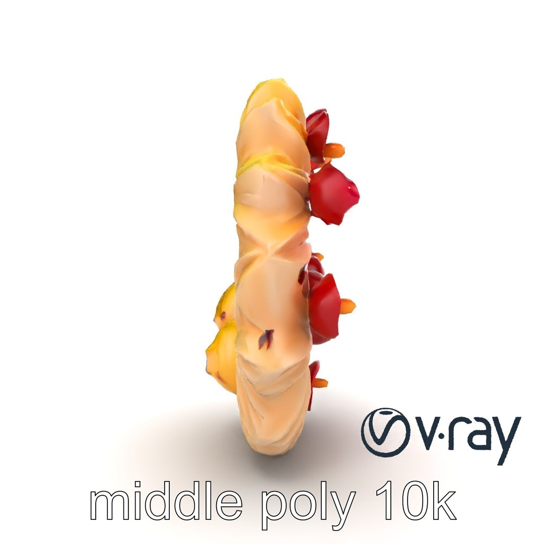 Star Shaped Meringue Ring Dessert 3D Model – Low Poly PBR Asset, FBX - View 17
