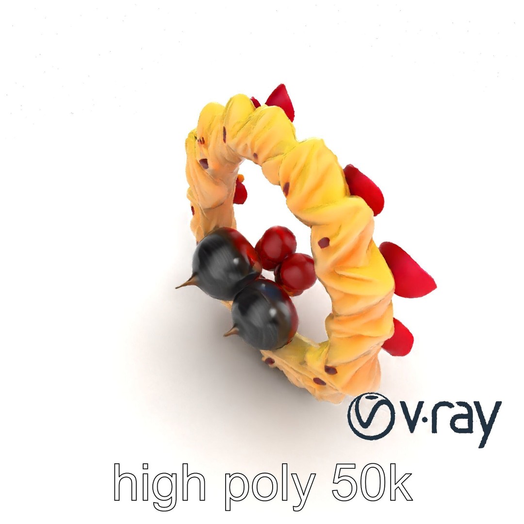 Star Shaped Meringue Ring Dessert 3D Model – Low Poly PBR Asset, FBX - View 19