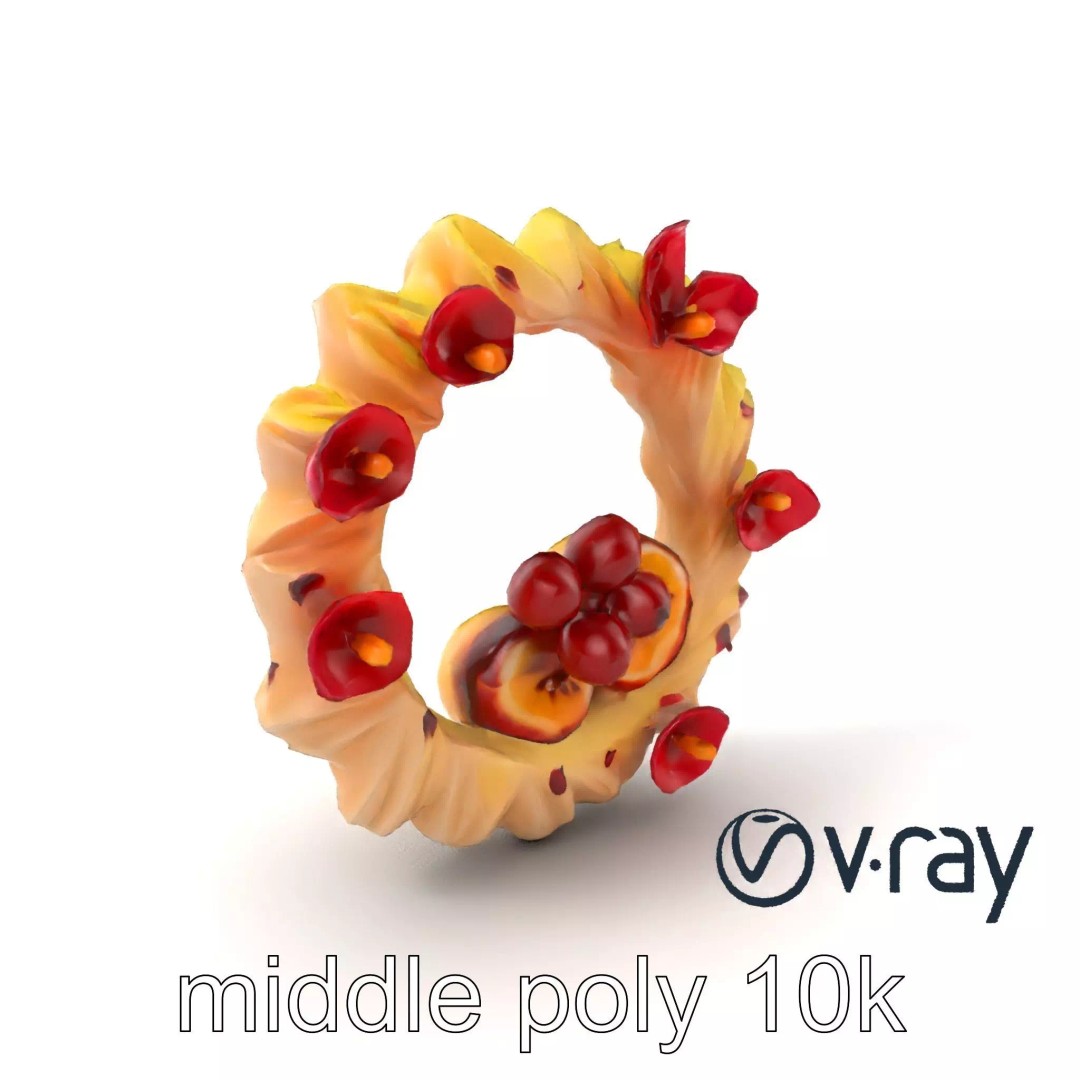 Star Shaped Meringue Ring Dessert 3D Model – Low Poly PBR Asset, FBX - View 2