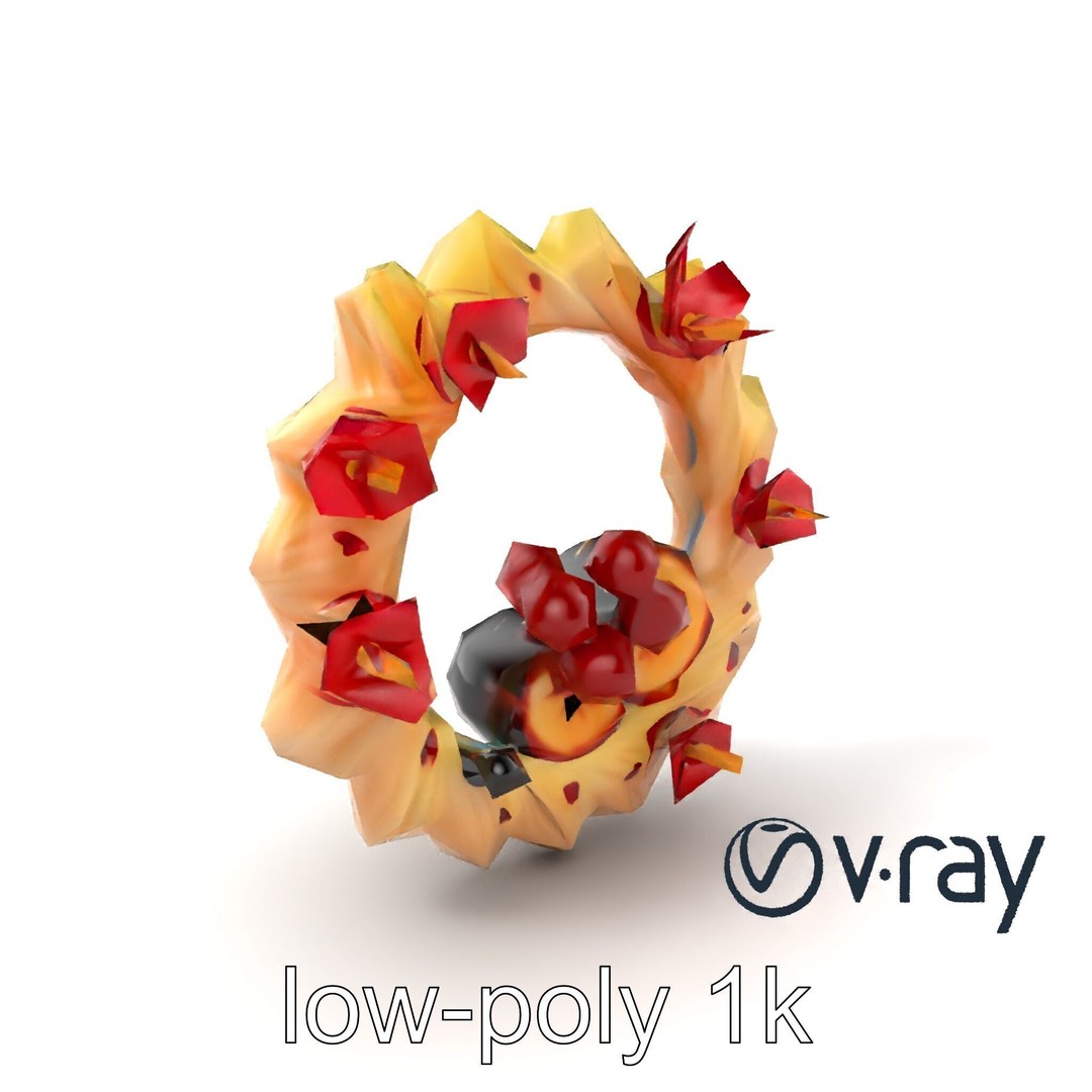 Star Shaped Meringue Ring Dessert 3D Model – Low Poly PBR Asset, FBX - View 6