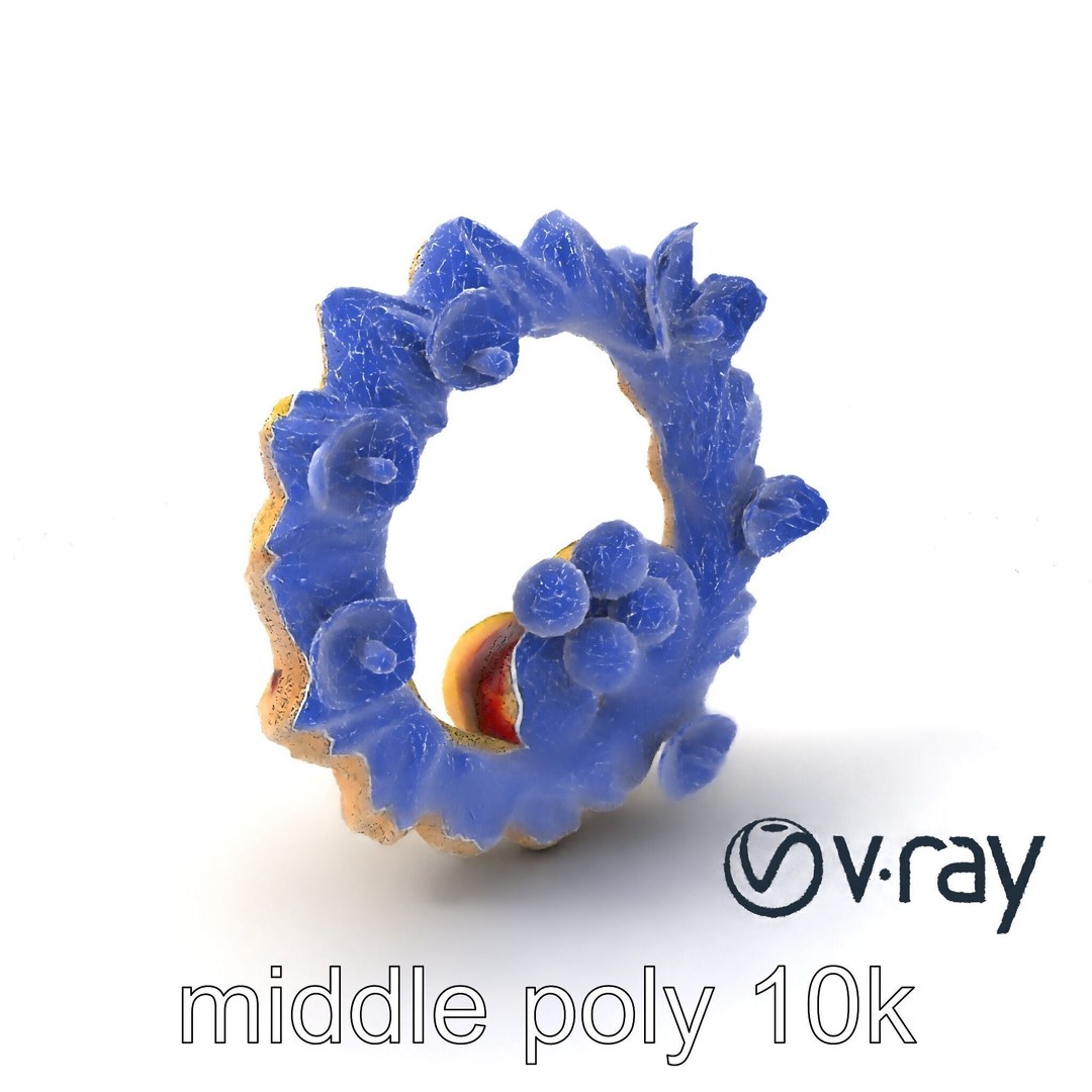 Star Shaped Meringue Ring Dessert 3D Model – Low Poly PBR Asset, FBX - View 7