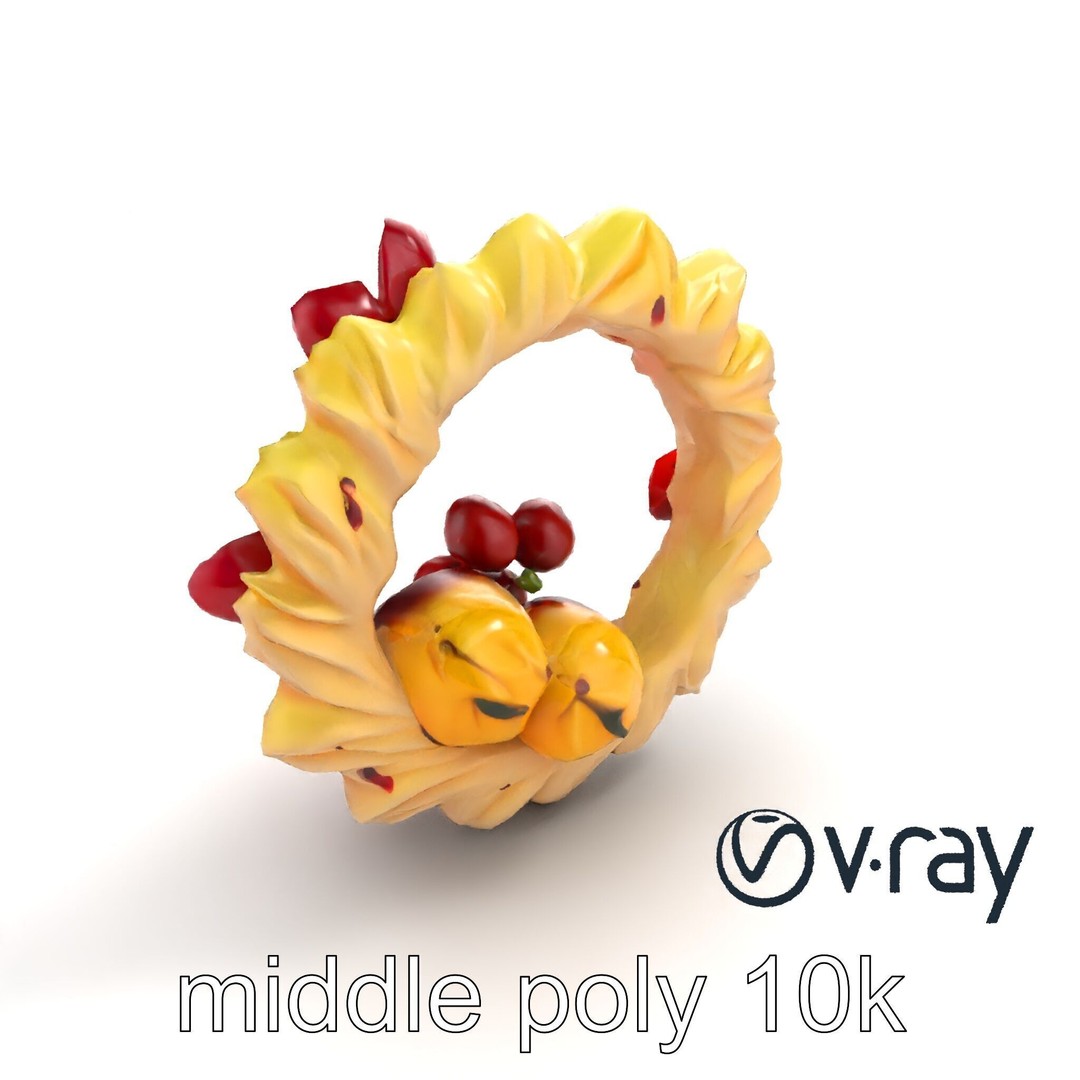Star Shaped Meringue Ring Dessert 3D Model – Low Poly PBR Asset, FBX - View 9