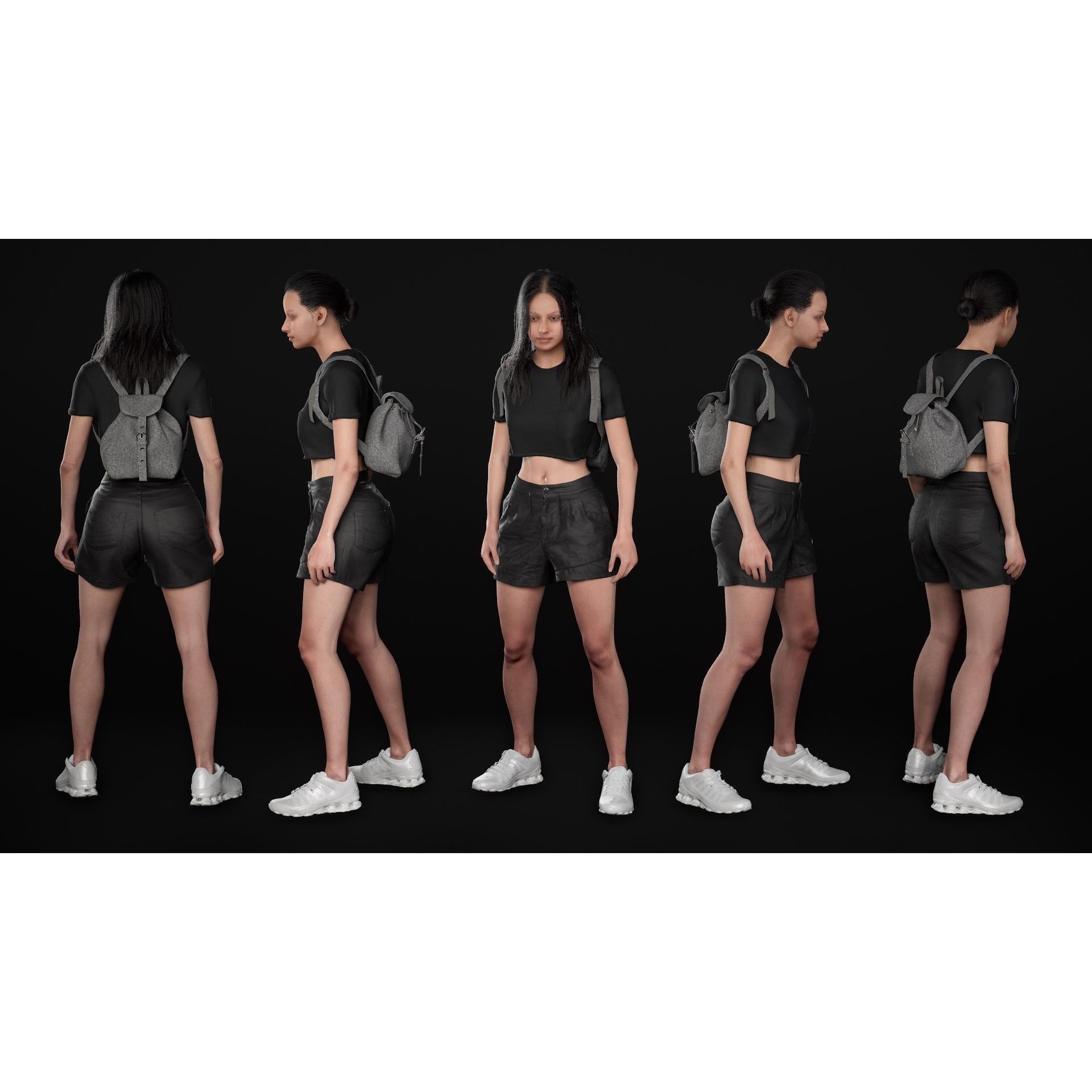 Woman - Summer Outfit - Low-Poly Game-Ready 3D Model - View 22