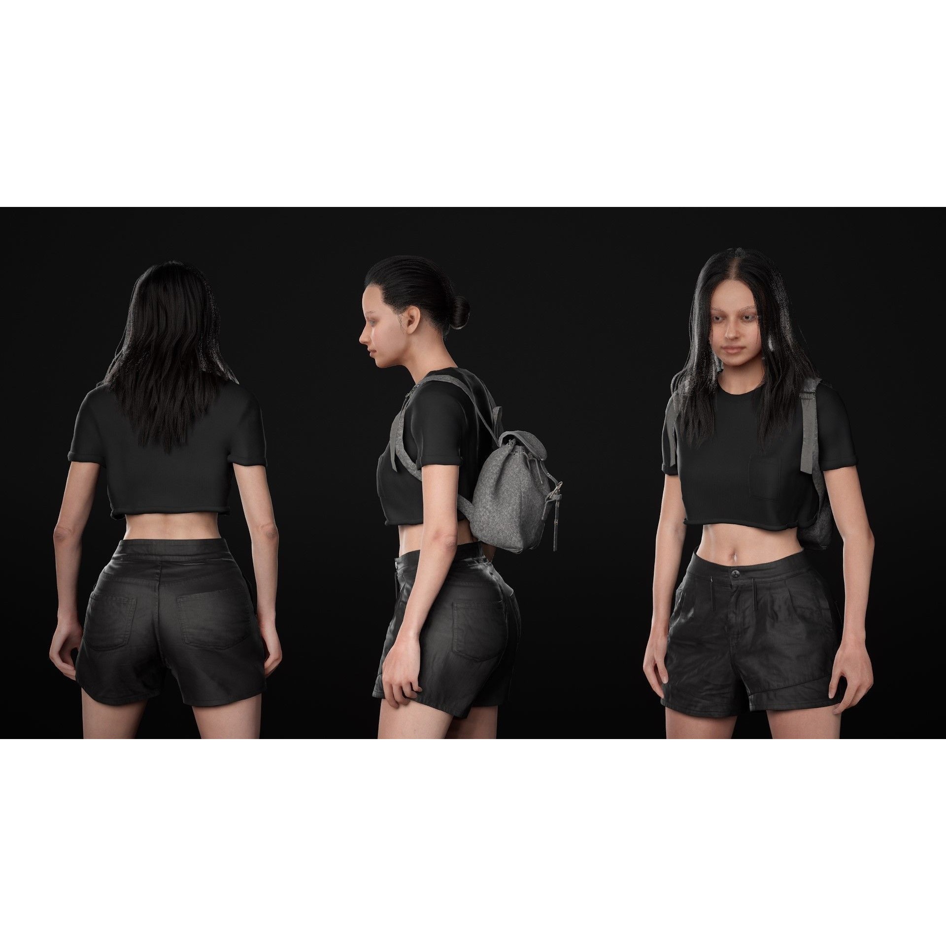 Woman - Summer Outfit - Low-Poly Game-Ready 3D Model - View 23