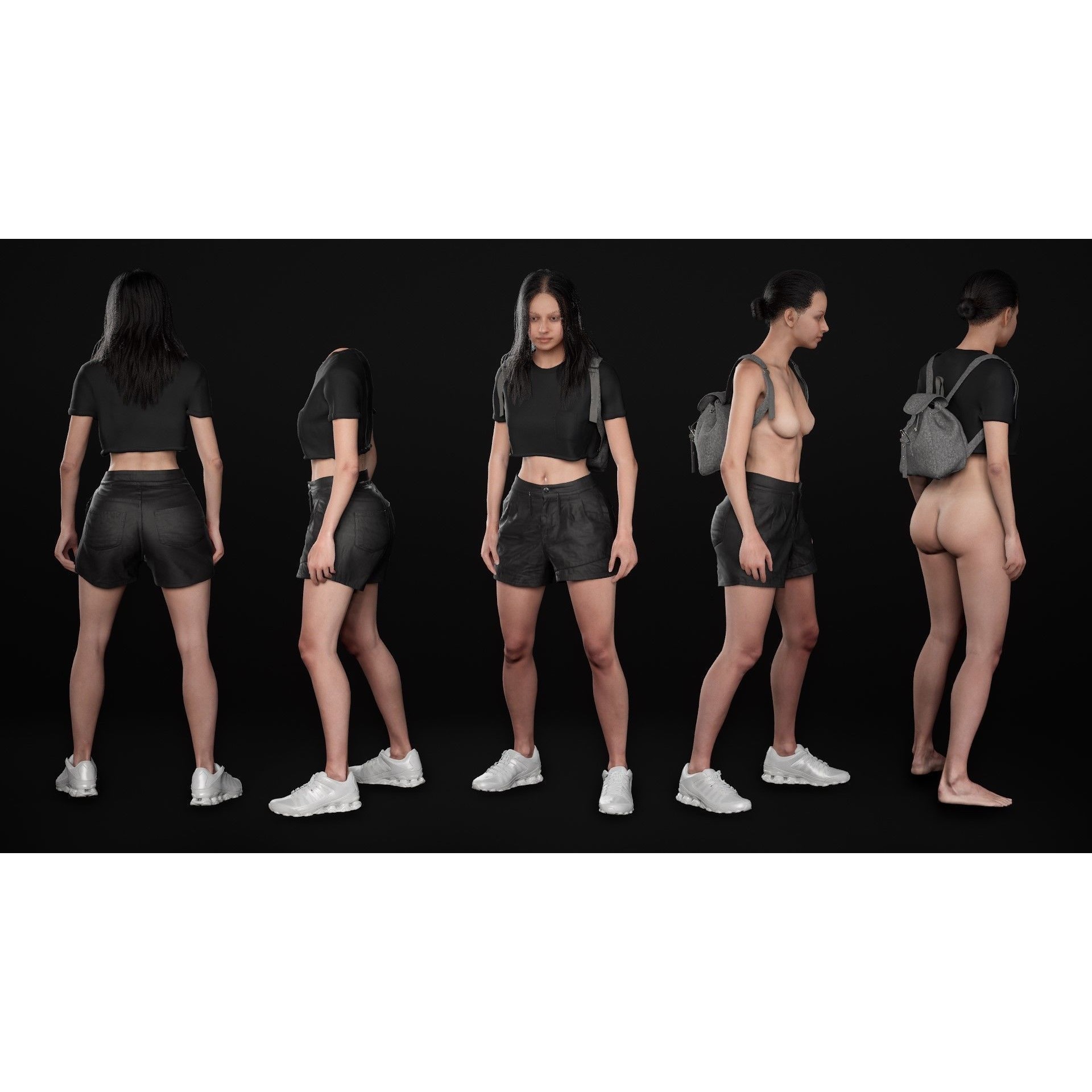 Woman - Summer Outfit - Low-Poly Game-Ready 3D Model - View 26