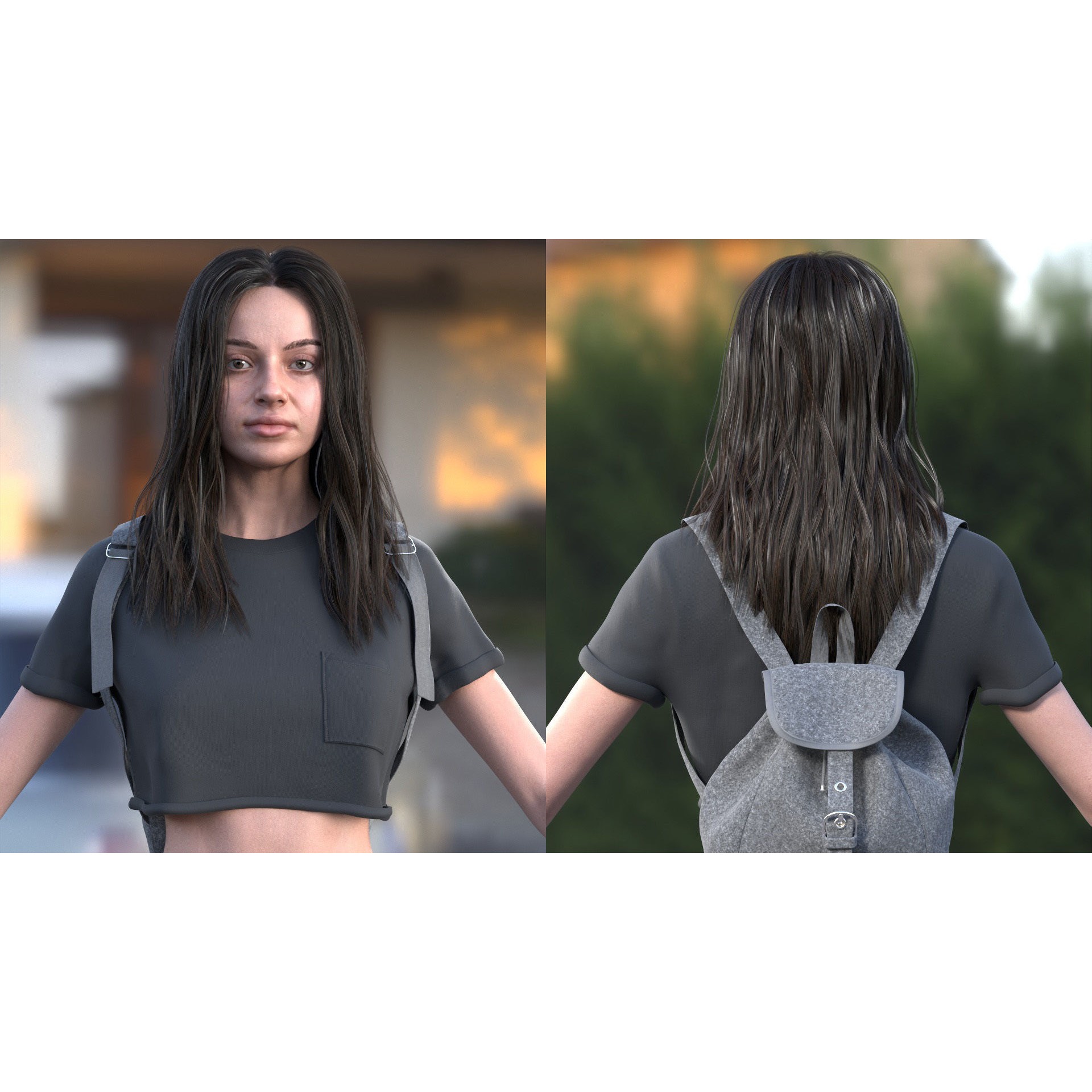 Woman - Summer Outfit - Low-Poly Game-Ready 3D Model - View 9