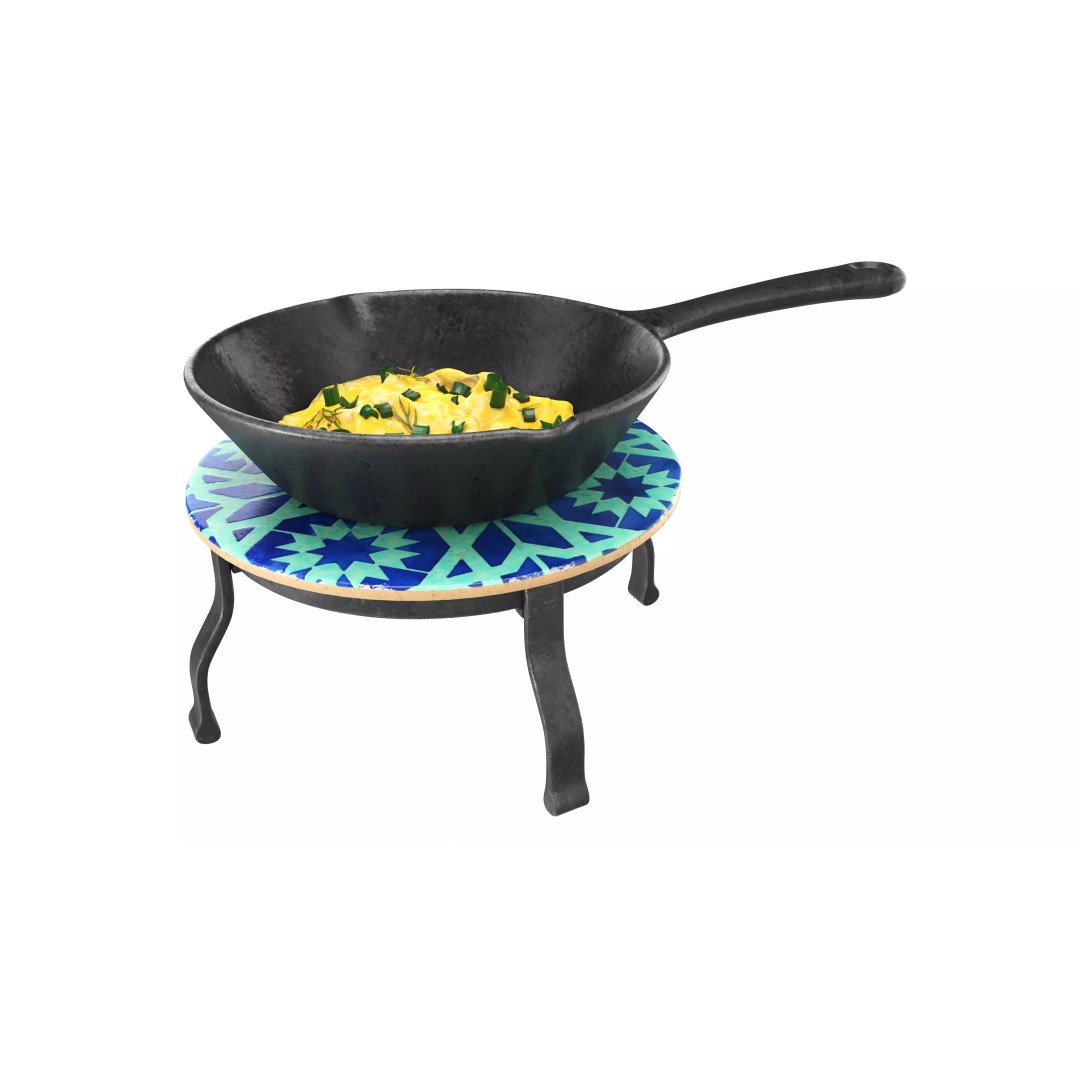 Omelette 3D Model – Realistic Skillet Cooking Asset, PBR Textures - View 3