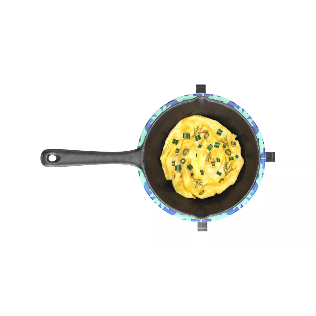 Omelette 3D Model – Realistic Skillet Cooking Asset, PBR Textures - View 6