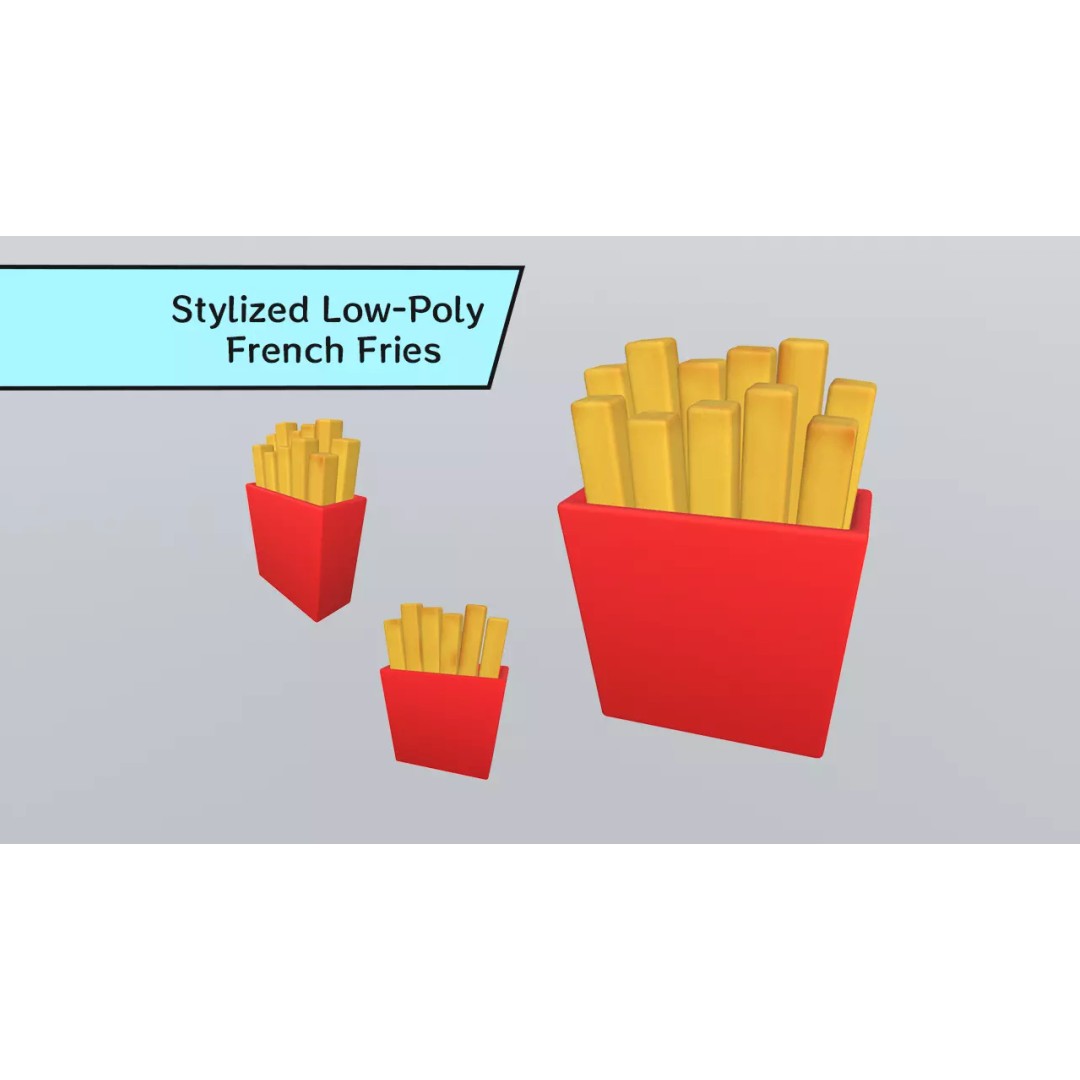French Fries 3D Model – Low Poly Game Asset, FBX, PBR Textures - View 2