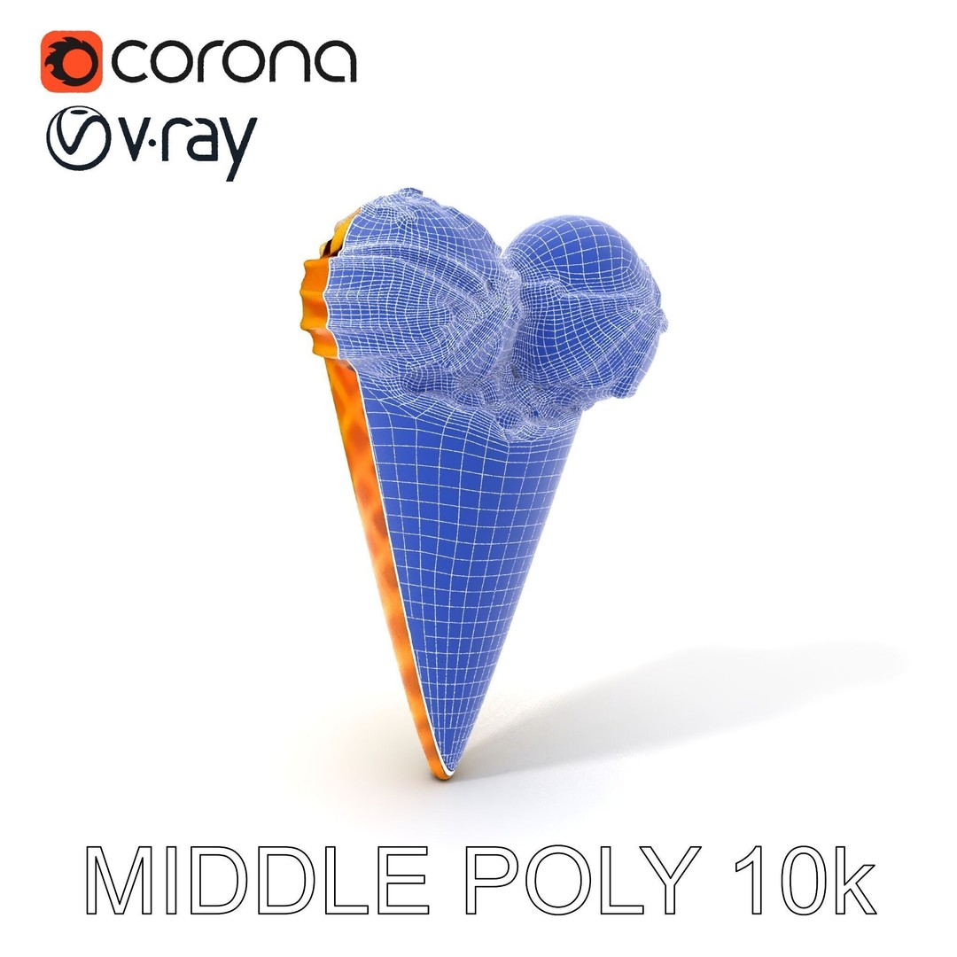 Realistic Ice Cream Cone 3D Model – Low Poly Game Asset, FBX - View 10