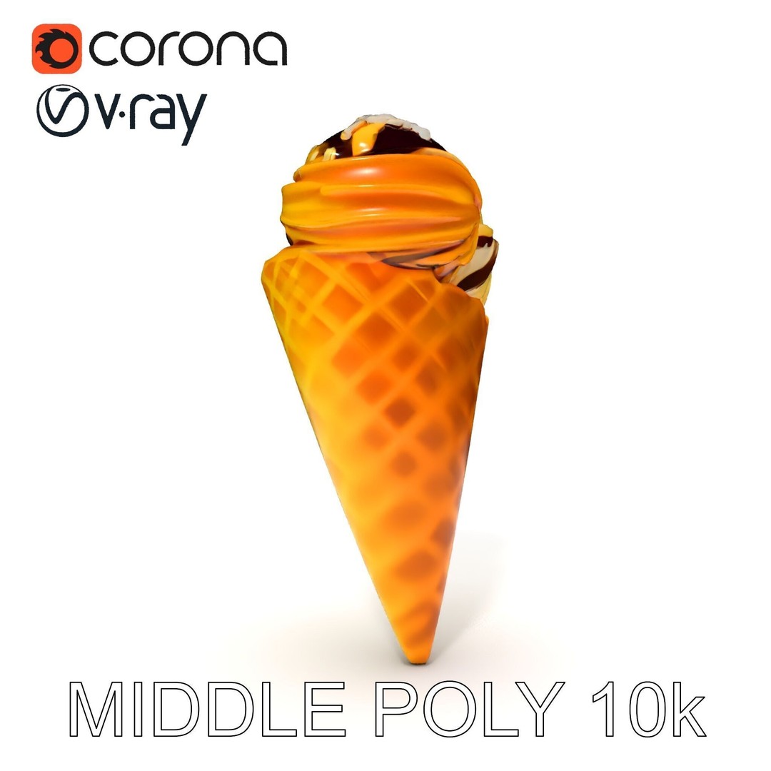 Realistic Ice Cream Cone 3D Model – Low Poly Game Asset, FBX - View 13