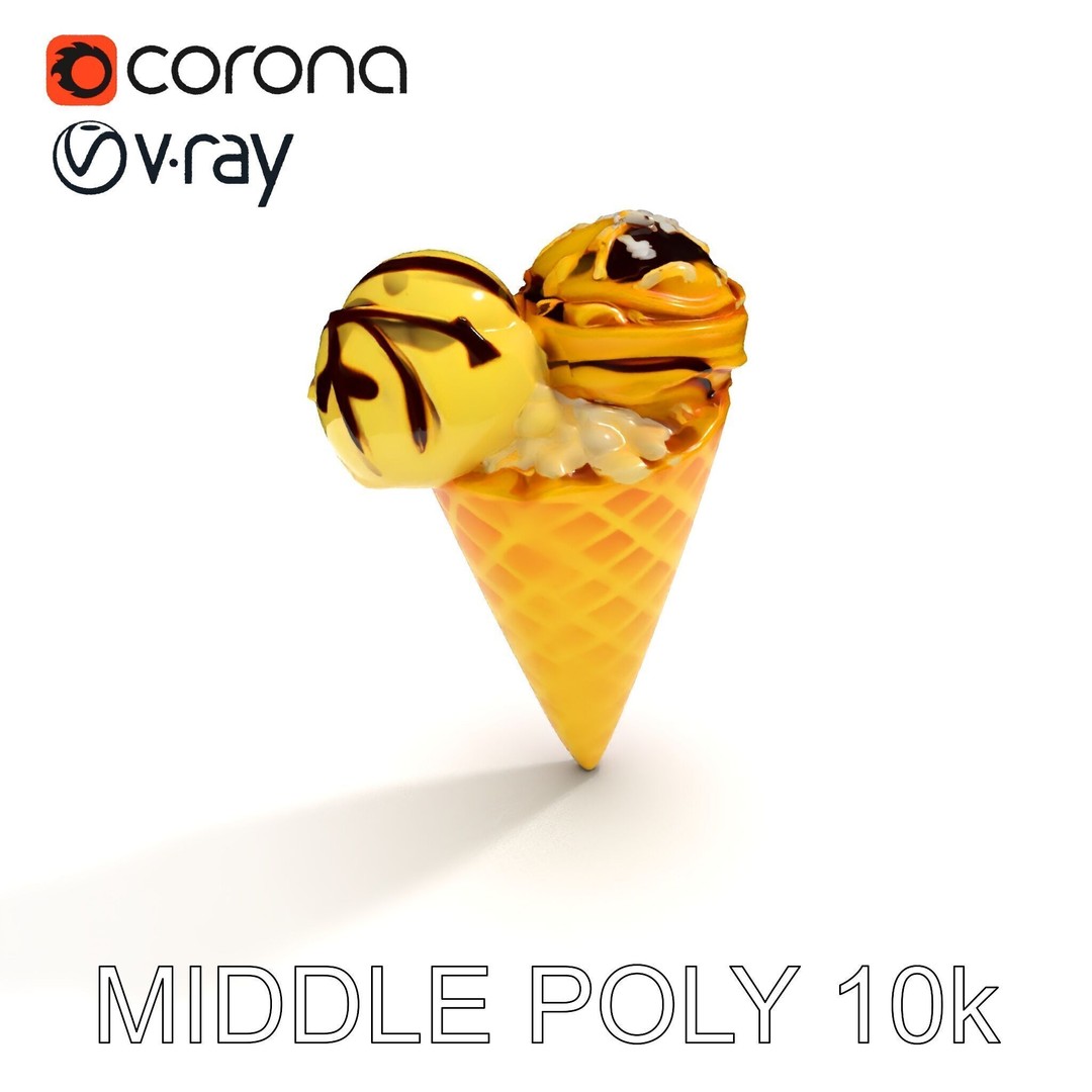 Realistic Ice Cream Cone 3D Model – Low Poly Game Asset, FBX - View 18