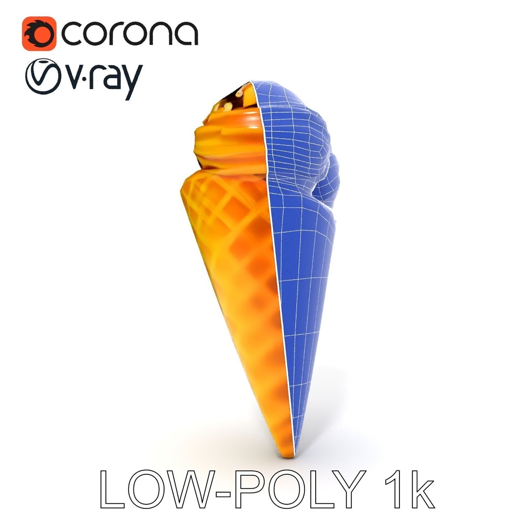 Realistic Ice Cream Cone 3D Model – Low Poly Game Asset, FBX - View 19
