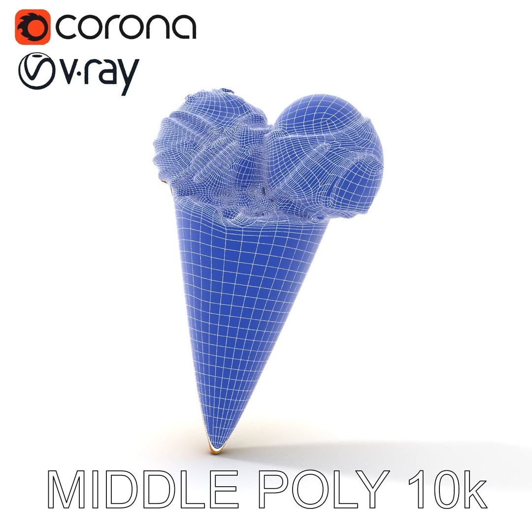 Realistic Ice Cream Cone 3D Model – Low Poly Game Asset, FBX - View 23