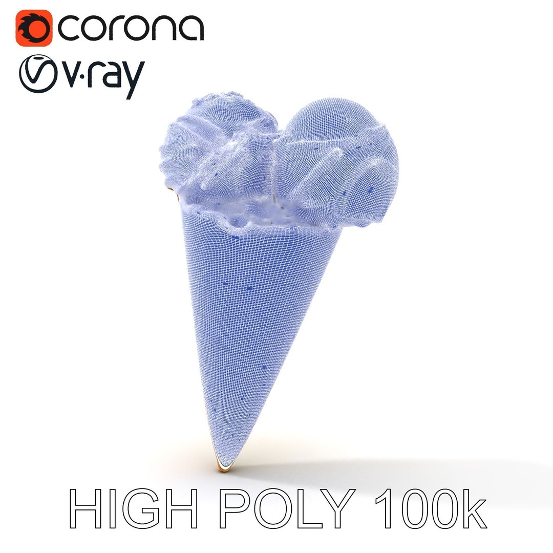 Realistic Ice Cream Cone 3D Model – Low Poly Game Asset, FBX - View 27