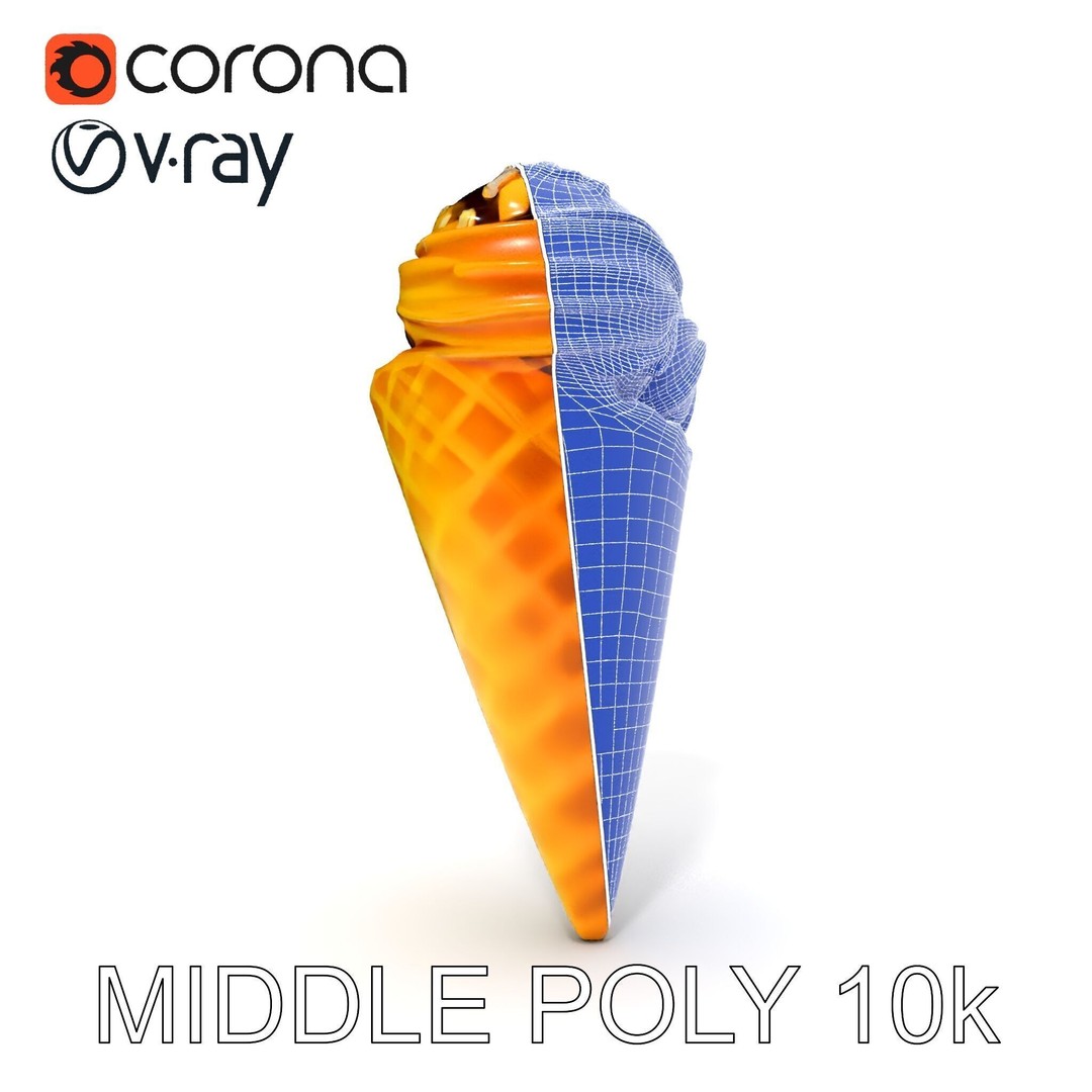 Realistic Ice Cream Cone 3D Model – Low Poly Game Asset, FBX - View 28