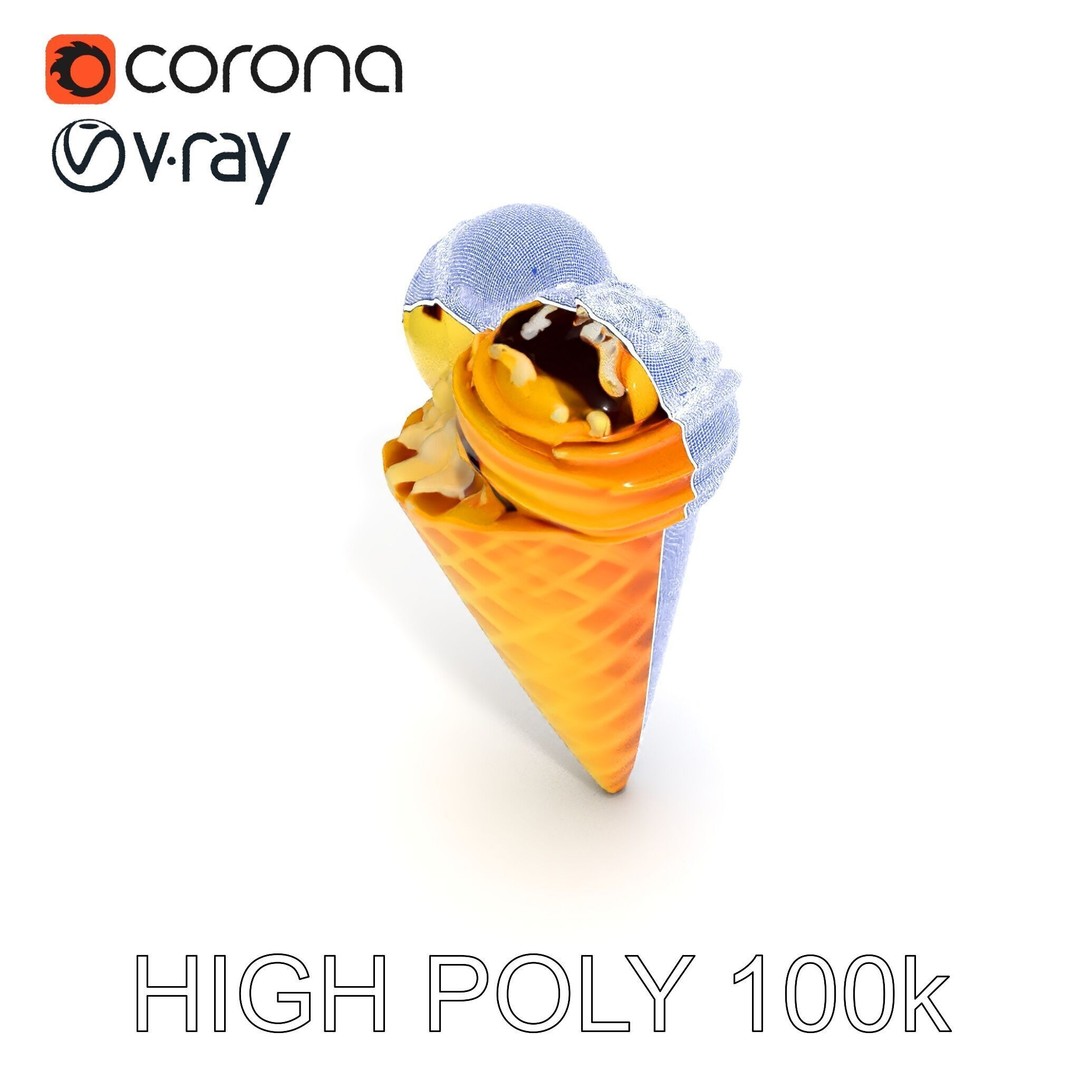 Realistic Ice Cream Cone 3D Model – Low Poly Game Asset, FBX - View 30