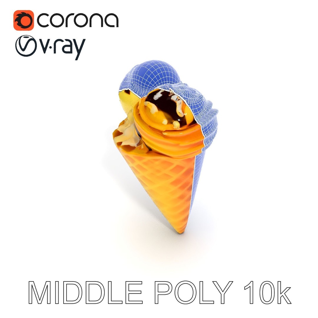 Realistic Ice Cream Cone 3D Model – Low Poly Game Asset, FBX - View 31