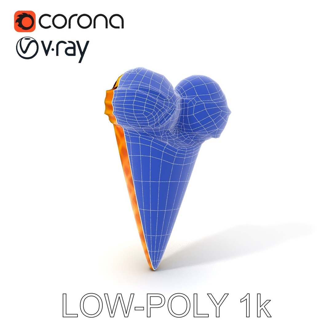 Realistic Ice Cream Cone 3D Model – Low Poly Game Asset, FBX - View 32