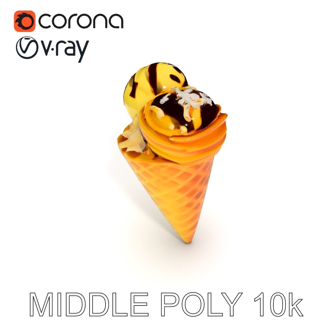 Realistic Ice Cream Cone 3D Model – Low Poly Game Asset, FBX - View 34