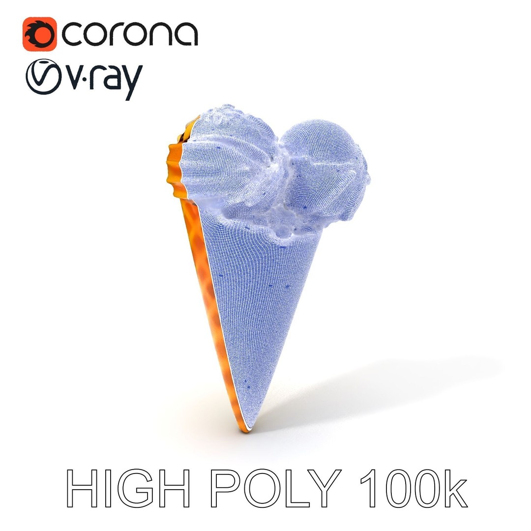 Realistic Ice Cream Cone 3D Model – Low Poly Game Asset, FBX - View 4