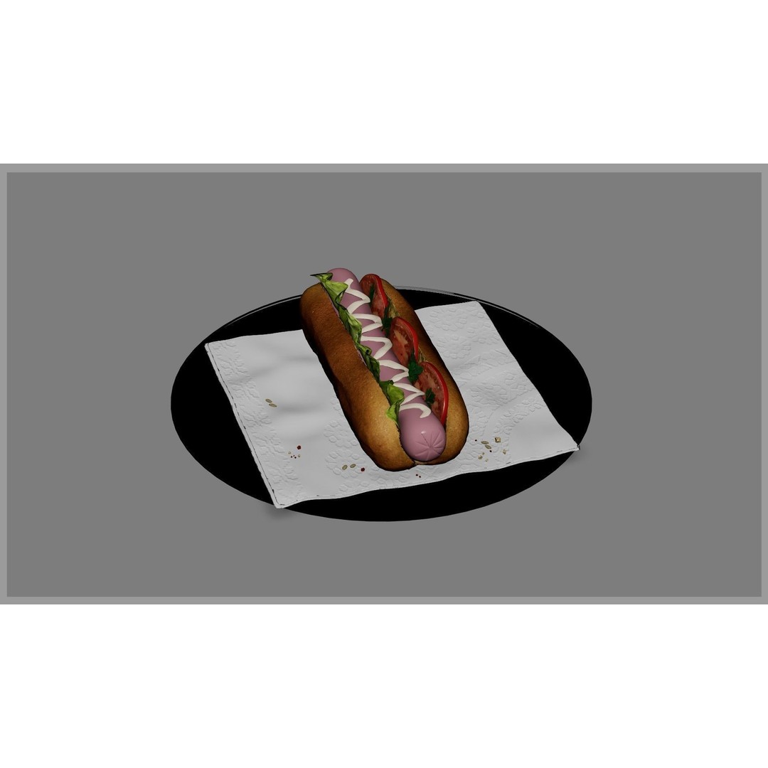 Hotdog 3D Model – Realistic Food Asset with Textures, FBX