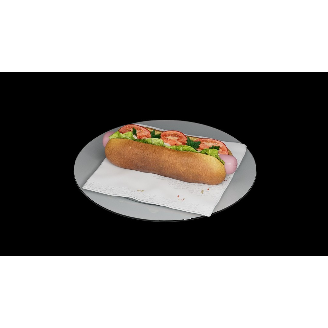 Hotdog 3D Model – Realistic Food Asset with Textures, FBX - View 10