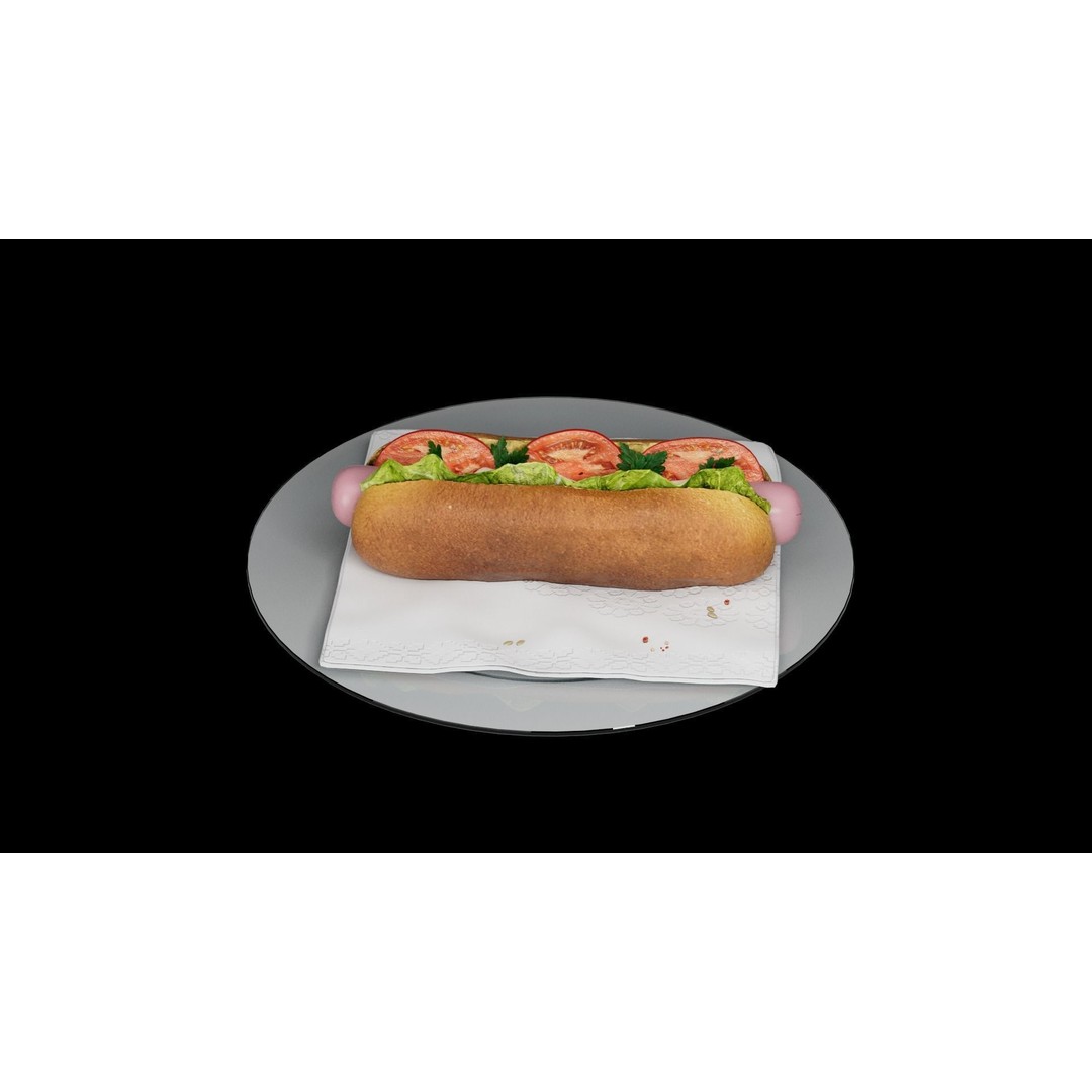 Hotdog 3D Model – Realistic Food Asset with Textures, FBX - View 11