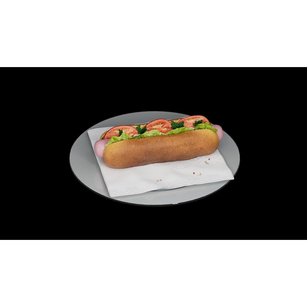 Hotdog 3D Model – Realistic Food Asset with Textures, FBX - View 12