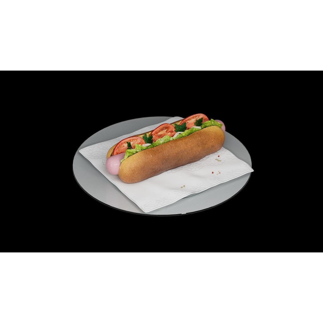 Hotdog 3D Model – Realistic Food Asset with Textures, FBX - View 13