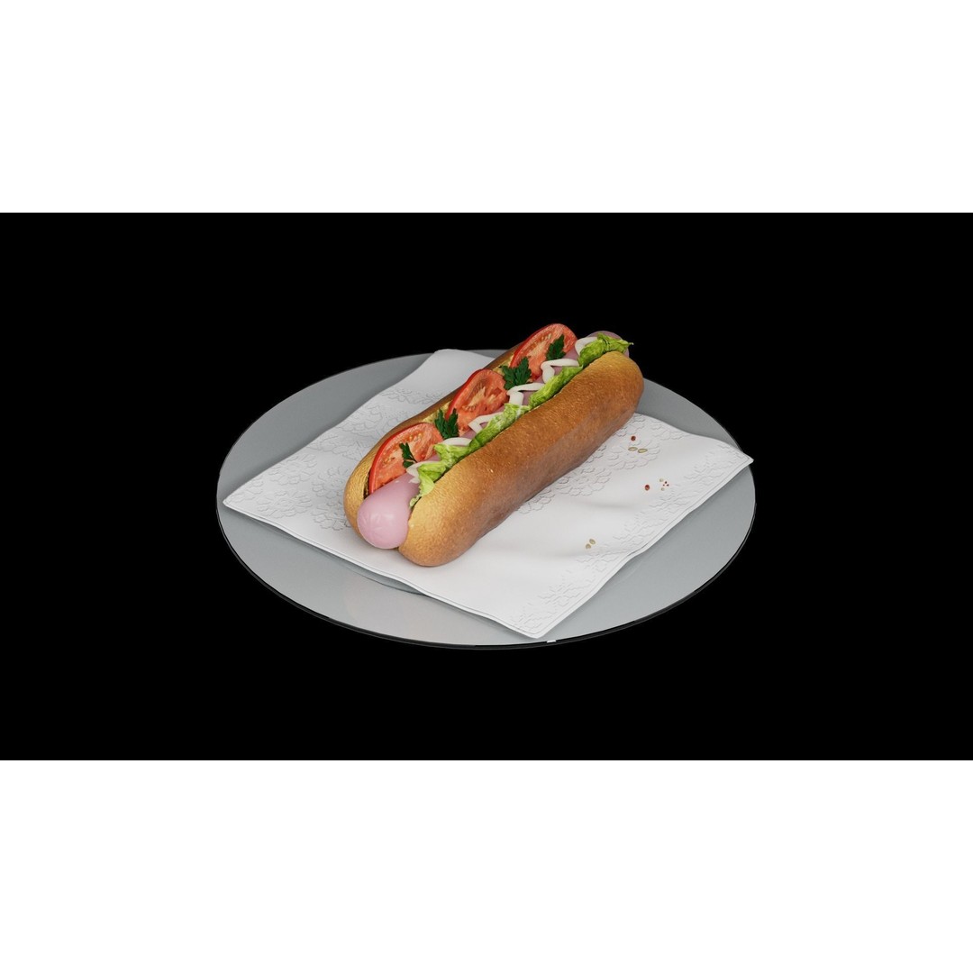Hotdog 3D Model – Realistic Food Asset with Textures, FBX - View 14