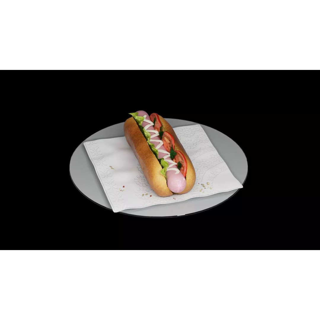 Hotdog 3D Model – Realistic Food Asset with Textures, FBX - View 2