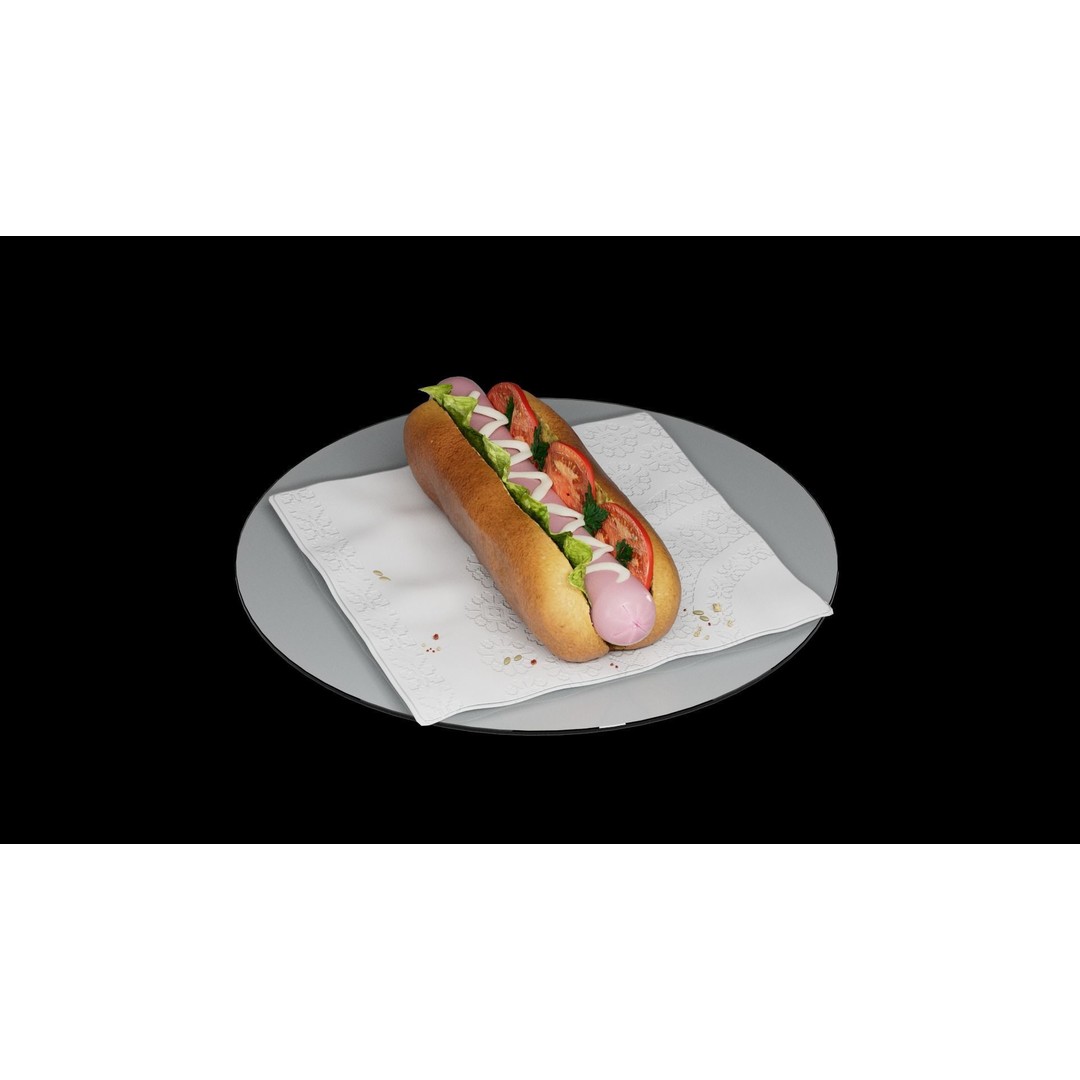 Hotdog 3D Model – Realistic Food Asset with Textures, FBX - View 6
