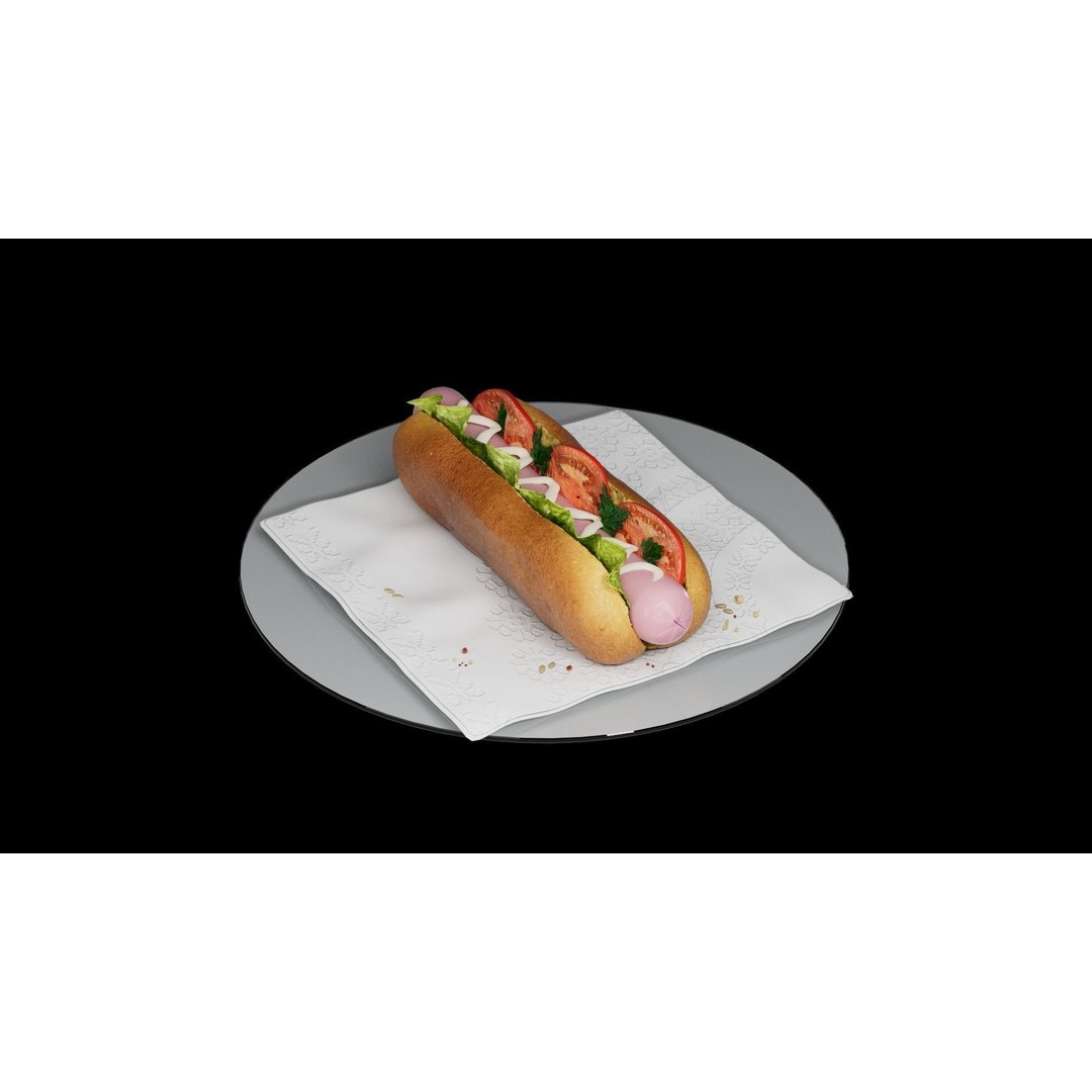 Hotdog 3D Model – Realistic Food Asset with Textures, FBX - View 7