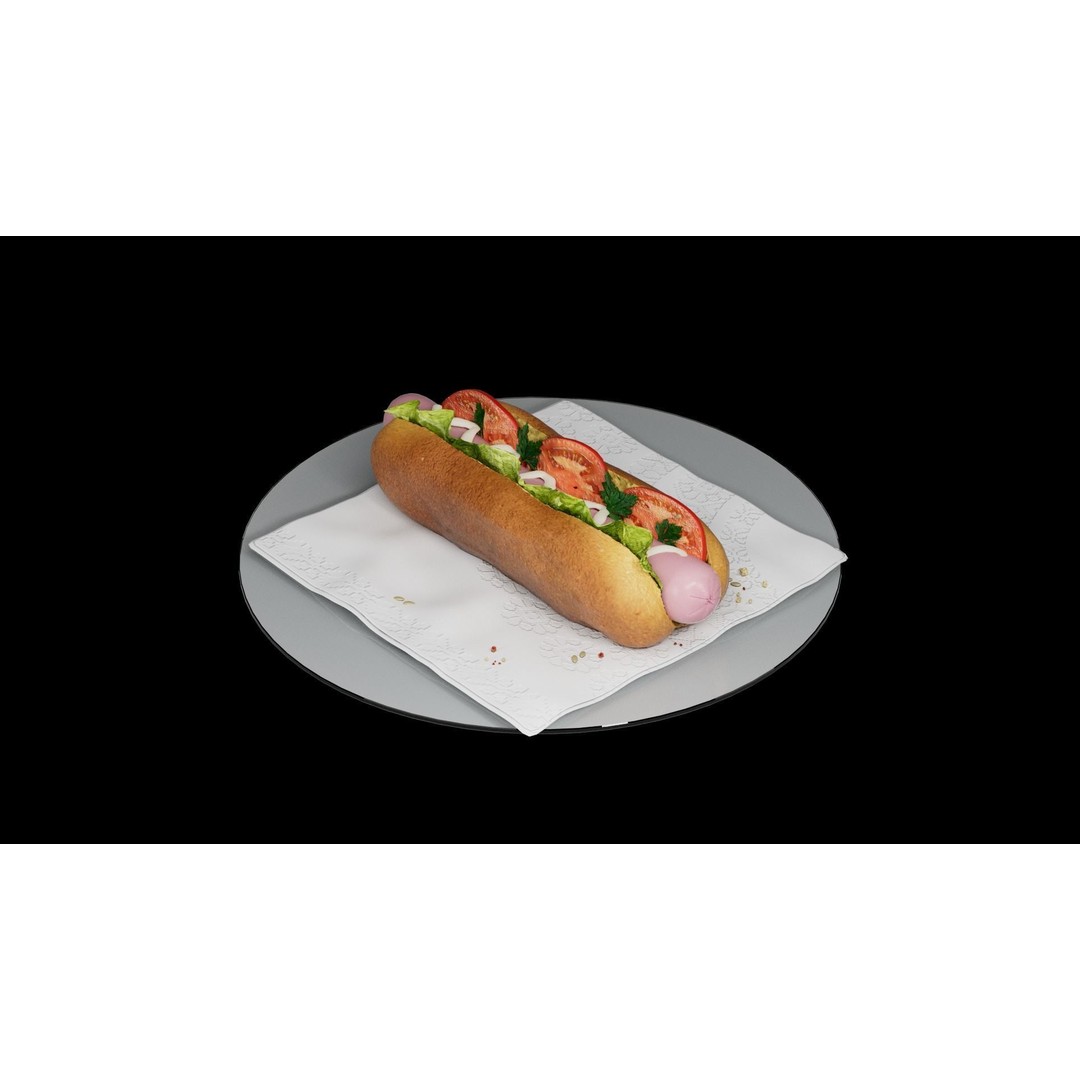 Hotdog 3D Model – Realistic Food Asset with Textures, FBX - View 8