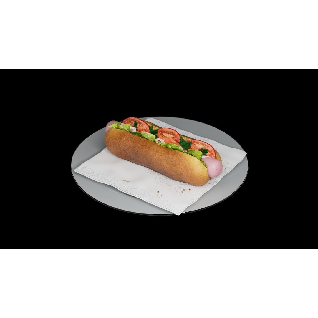 Hotdog 3D Model – Realistic Food Asset with Textures, FBX - View 9
