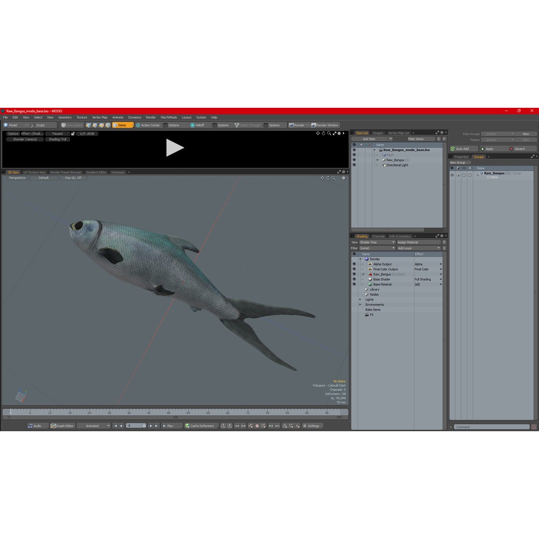 Raw Bangus 3D Model – High Poly PBR Fish Asset, FBX, OBJ - View 18
