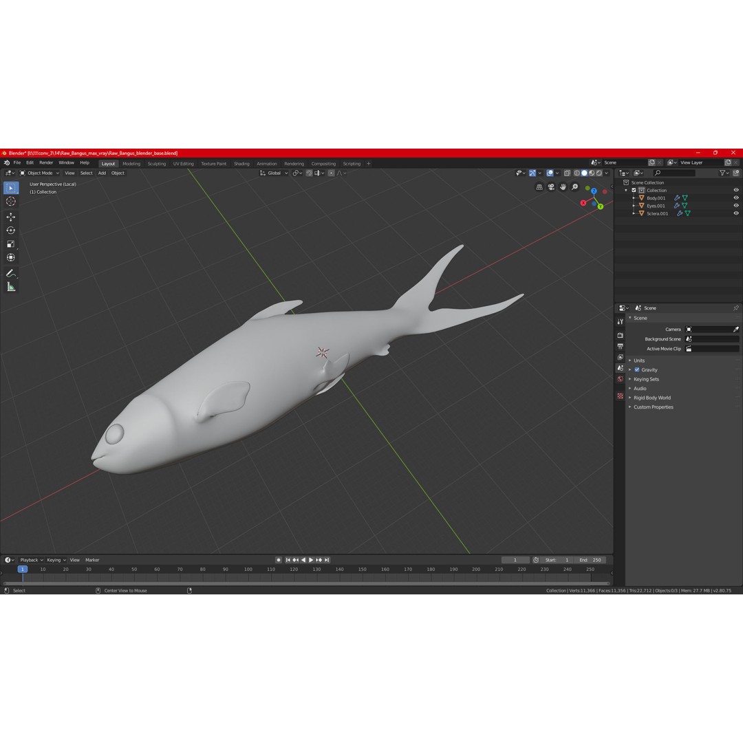 Raw Bangus 3D Model – High Poly PBR Fish Asset, FBX, OBJ - View 22