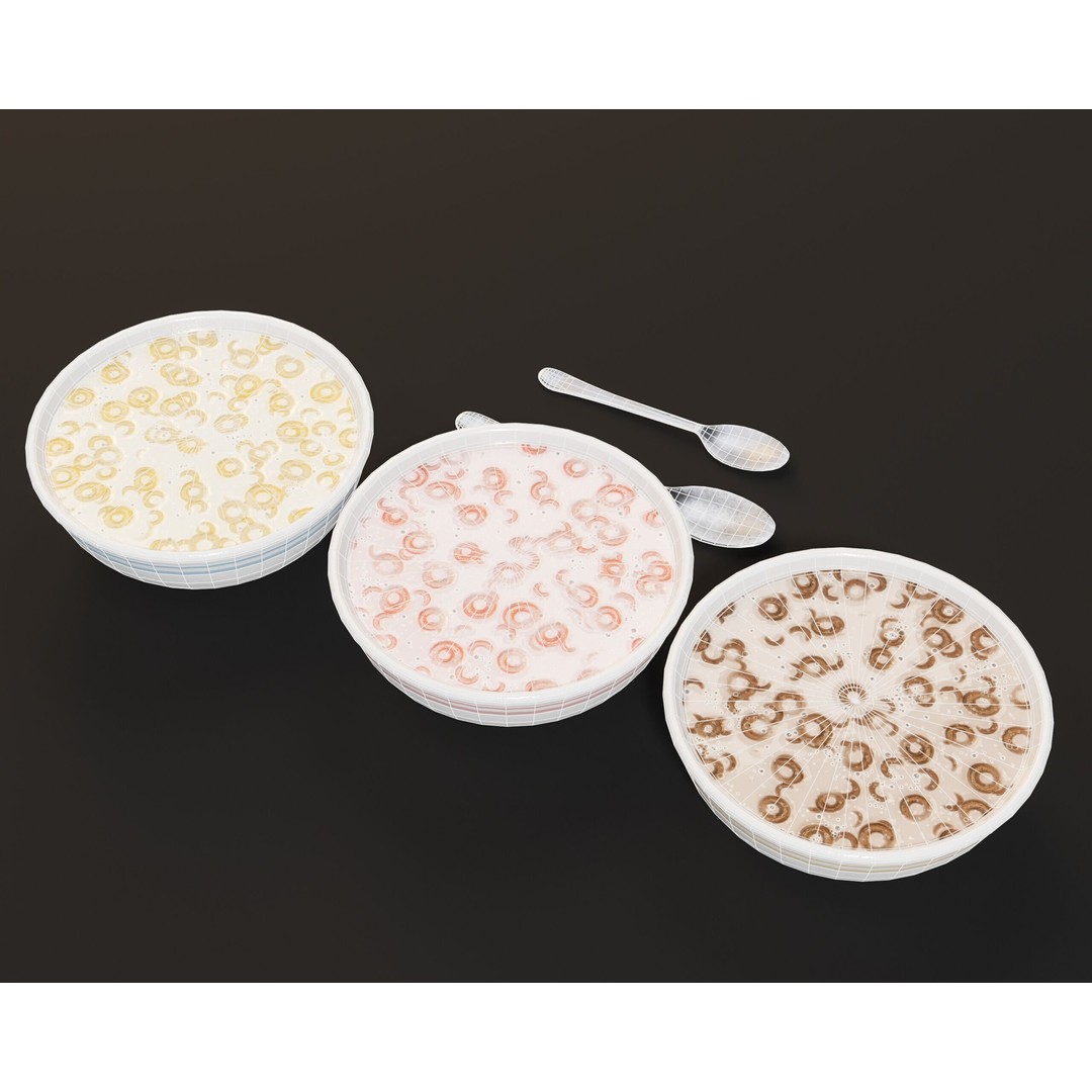 Cereal Bowl Set 3D Model – Low Poly PBR Asset, FBX, OBJ - View 15