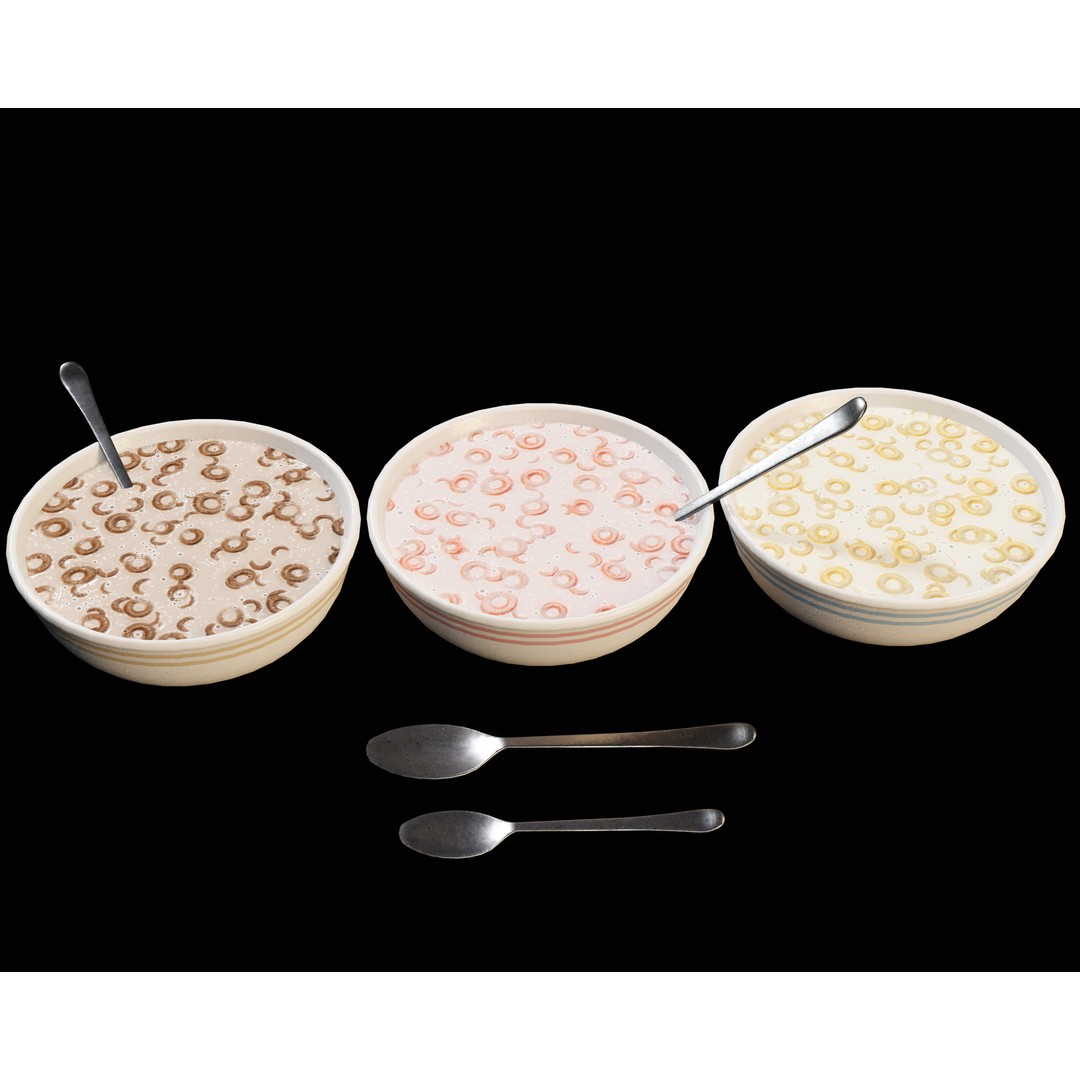 Cereal Bowl Set 3D Model – Low Poly PBR Asset, FBX, OBJ - View 5