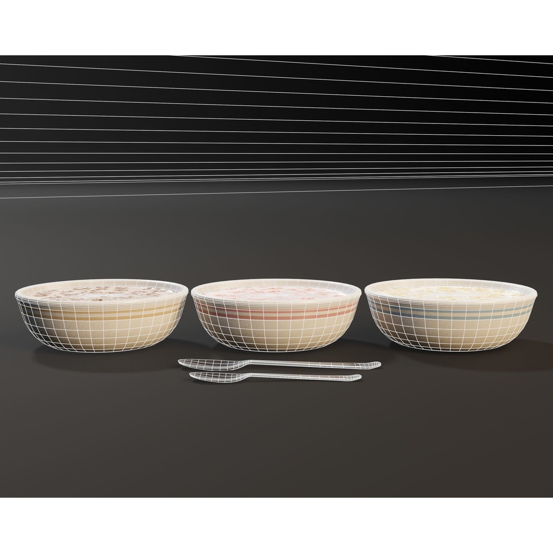 Cereal Bowl Set 3D Model – Low Poly PBR Asset, FBX, OBJ - View 7
